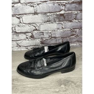 San Remo Black Leather Croc Kilte Tassel Dress Loafers Men Sz 9.5D US/43EU 5250